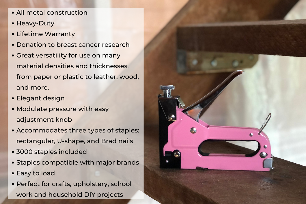 Pink Stapler with Power Adjustment Knob and 3000 Staples assortment ...