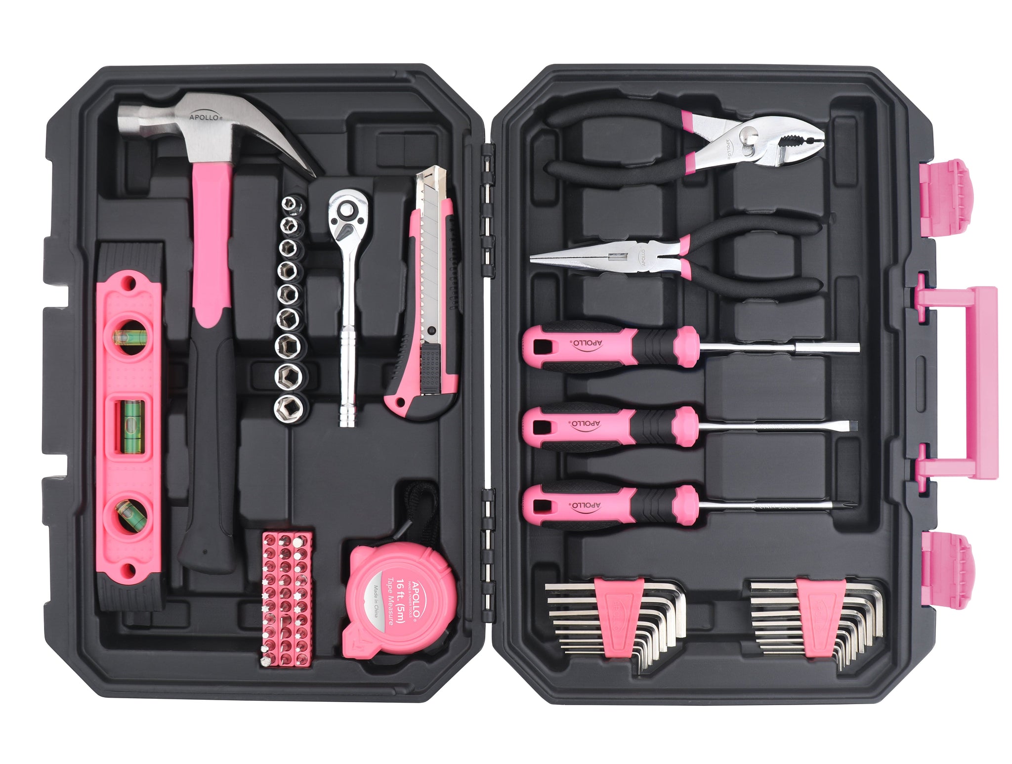 Pink Tool Table Essential 65-Piece Pink Tool Set with Socket Set and Most-Used Tools f ...