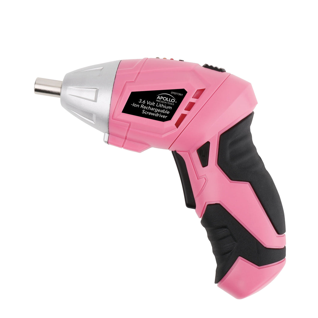 PINK Dual-angle 3.6 Volt Lithium-Ion Cordless Screwdriver and charger/cord