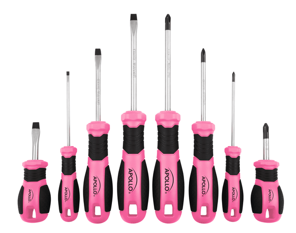 Apollo Tools 8 pink screwdrivers with donation to breast cancer