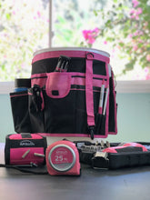 pink bucket organizers with DIY tools front